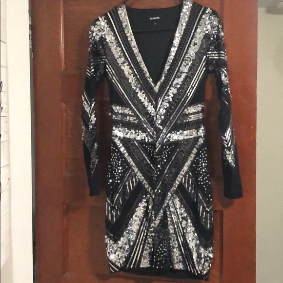 Express black an silver sequin mini dress - Picture 1 of 2